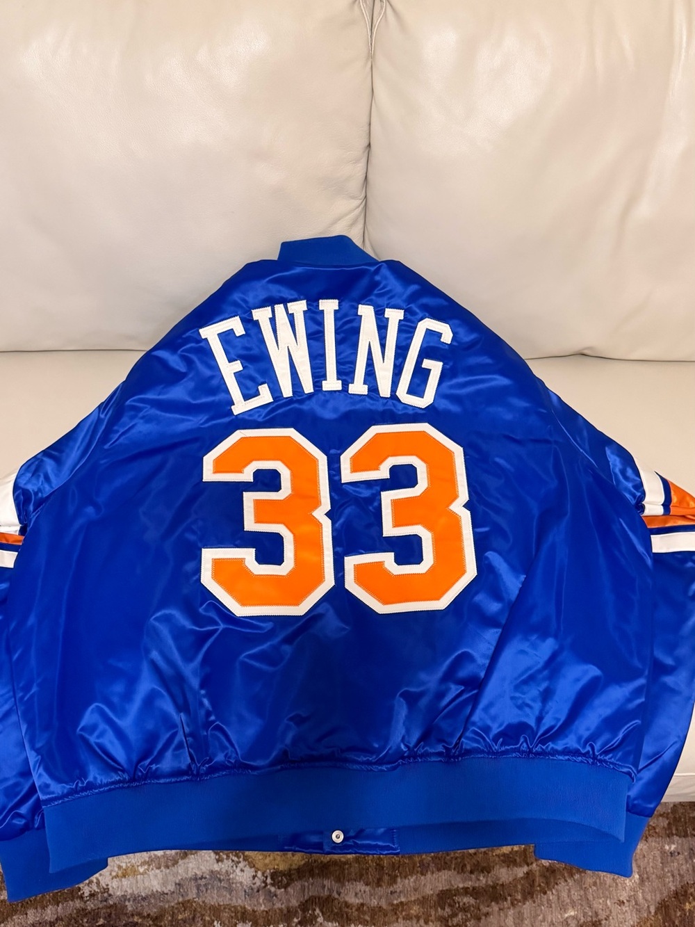 adidas Blue and Orange Ewing #33 Varsity Jacket